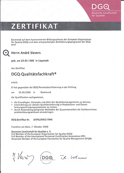 DGQ Zertifikat